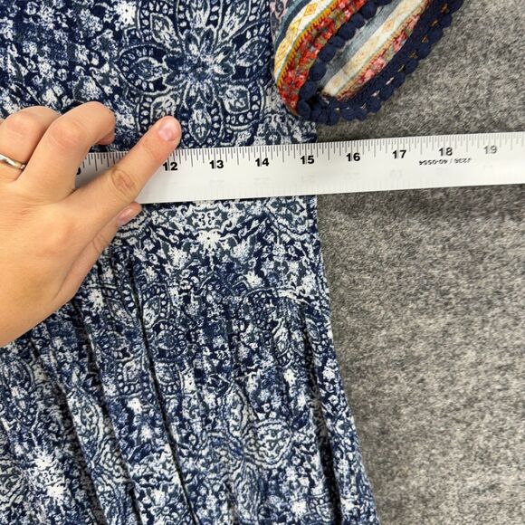 Knox Rose Dress Women XS Blue Floral Shift Midi V-Neck Short Sleeve Rayon Casual - Picture 5 of 7